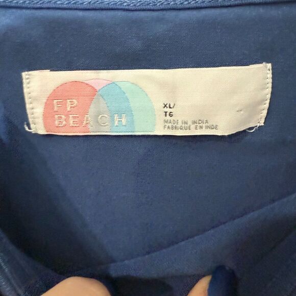 Free People FP Beach Ruched Side Bubble Hem Maxi Dress - Blue XL - Picture 4 of 6